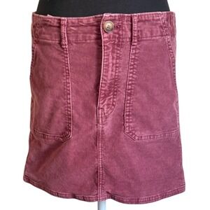 American Eagle Super Stretch Corduroy Mini Skirt Mauve Pink Size 4 Patch Pockets